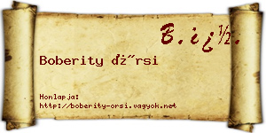 Boberity Örsi névjegykártya